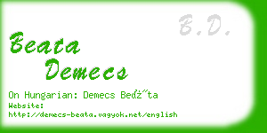 beata demecs business card